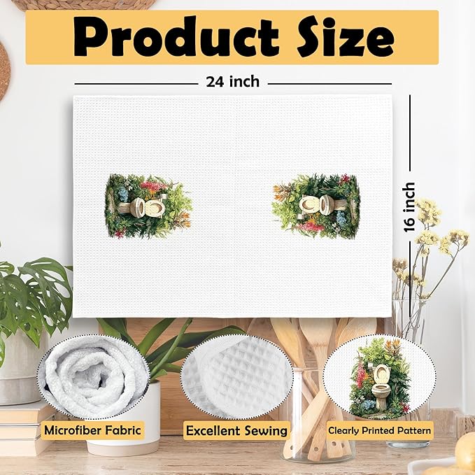 Botanical Bathroom Towels Set of 2, Floral Bathroom Cottagecore Hand Towel, Flower Toilet Paper Roll Shower Room Washroom Rest Room Decorative Tea Towel Dish Towels 16x24 Inch