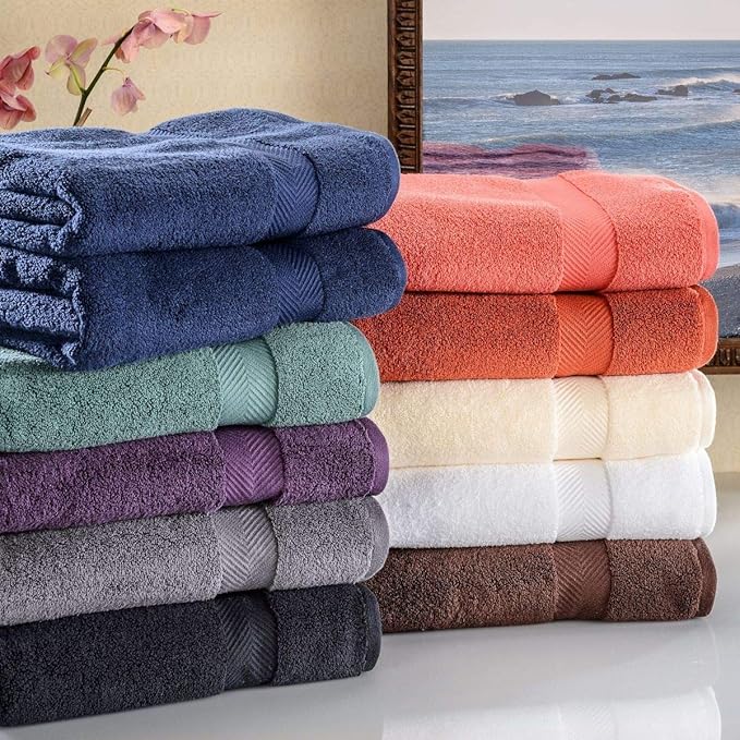 Superior Zero Twist 100% Cotton Bath Towels, Super Soft, Fluffy and Absorbent, Premium Quality Oversized Bath Towel Set of 2, Espresso