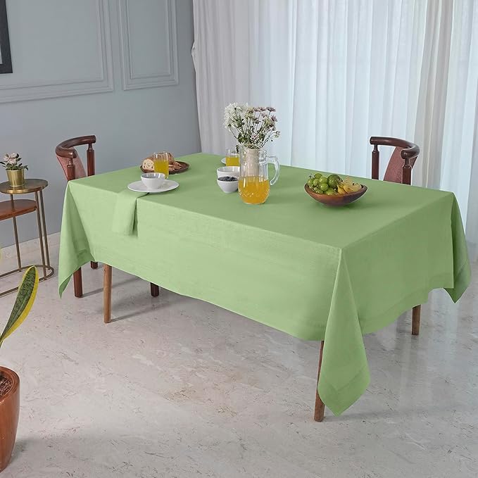 D'Moksha Homes Sage Green Linen Tablecloth 60 x 84 Inch - 100% Pure Linen Table Cloth for Rectangle Tables - Machine Washable Cloth Tablecloth for Winter, Christmas, Holiday, New Year