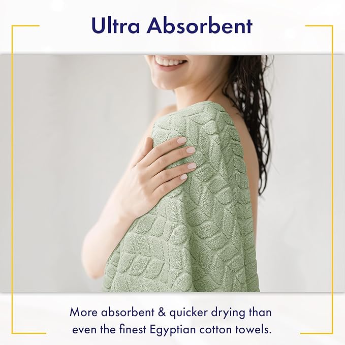 Ultra Soft & Stylish 700 GSM Luxury Bath Towels - 100% Zero-Twist, Long-Staple Cotton - Remarkably Absorbent & Quick Drying - 6 Piece Towel Set (Eucalyptus Green)