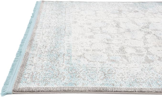 Unique Loom New Classical Collection Traditional Classic Intricate Design with Distressed Vintage Detail, Area Rug (4' 0 x 4' 0 Square, Blue/ Gray)