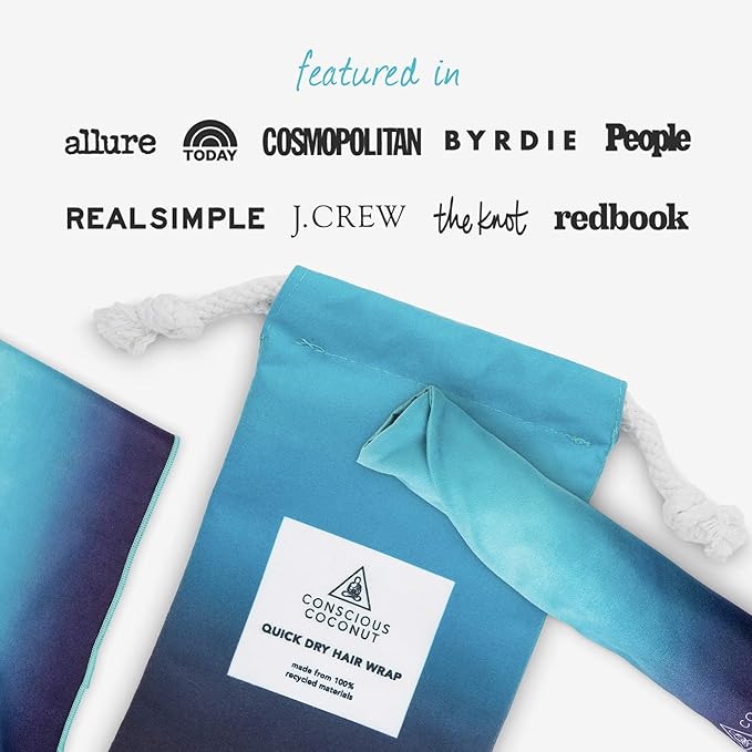 Conscious Coconut Quick Dry Hair Towel for Frizz-Free Hair, Super Absorbent Towels Made from Recycled Bottles, Fast Drying Hair Towel, Bath Accessories, Great Gift for Women