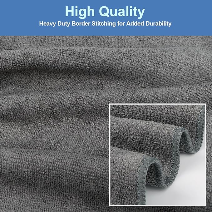24 Pack Gym Towels Set - Highly Absorbent and Quick Drying Microfiber Salon Towels, Premium Hand Cloths for Bathroom, Gym, Shower, Hotel, and Spa - 16x27 inch (Grey)