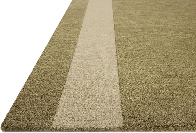 Loloi Leanne Ford Craven Collection CVN-01 Light Olive/Oatmeal 2'-6" x 9'-9" Runner Rug Geometrical, Patterned, Neutral, Hallway, Kitchen, Mudroom, and Bathroom