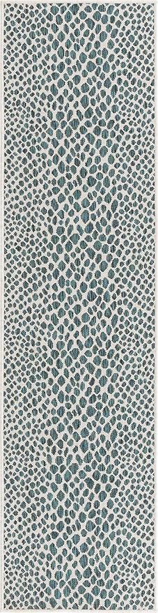 Unique Loom Outdoor Collection Area Rug - Cape Town (2' x 8' Runner, Teal/ Ivory)