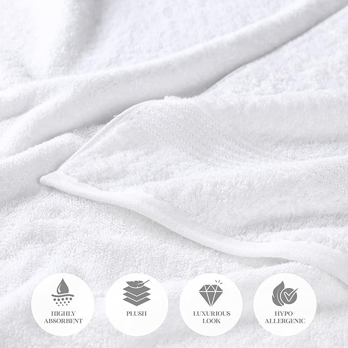 Superior Egyptian Cotton 8-Piece Hand Towel Set, Towel Basics For Quick Dry, Absorbent Small Towels, Facial, Spa, Kitchen, Bathroom Essentials, Apartment, Guest Bath, Soft, Washcloth, White