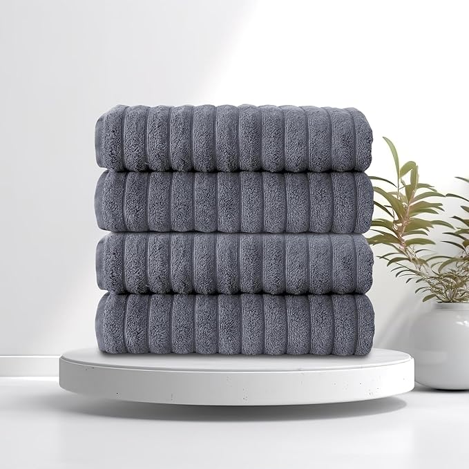 Classic Turkish Towels CTT Premium 4 Pack Bath Towels Set, Made with 100% Turkish Cotton, Spa & Hotel, Quick Drying Towels, Absorbent & Comfy | 27"x54" (Grey)