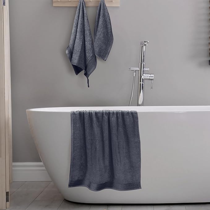 Belizzi Home Ultra Soft 3 Pack Cotton Towel Set, Contains a Bath Towel 28x55 inch, a Hand Towel 16x24 inch & a Wash Coth 12x12 inch, Ideal Everyday use, Compact & Lightweight -Charcoal Grey