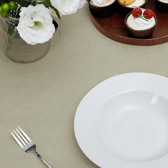Easy-Going Faux Linen Waterproof Spill-Proof Tablecloth Stain Resistant Rectangle Table Cloth Wrinkle Free Decorative Fabric for Kitchen, Dining, Party, Weddings, Restaurants (60x84 in, Linen)