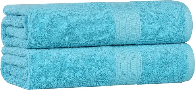 Superior Eco-Friendly Cotton 2-Piece Bath Sheet Set, Oversized Towels for Adults and Kids, Body Towels for Shower, Bath, Quick Dry, Resort, Bathroom Basics, Home, Apartment Essentials, Turquoise