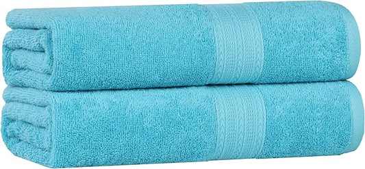 Superior Eco-Friendly Cotton 2-Piece Bath Sheet Set, Oversized Towels for Adults and Kids, Body Towels for Shower, Bath, Quick Dry, Resort, Bathroom Basics, Home, Apartment Essentials, Turquoise