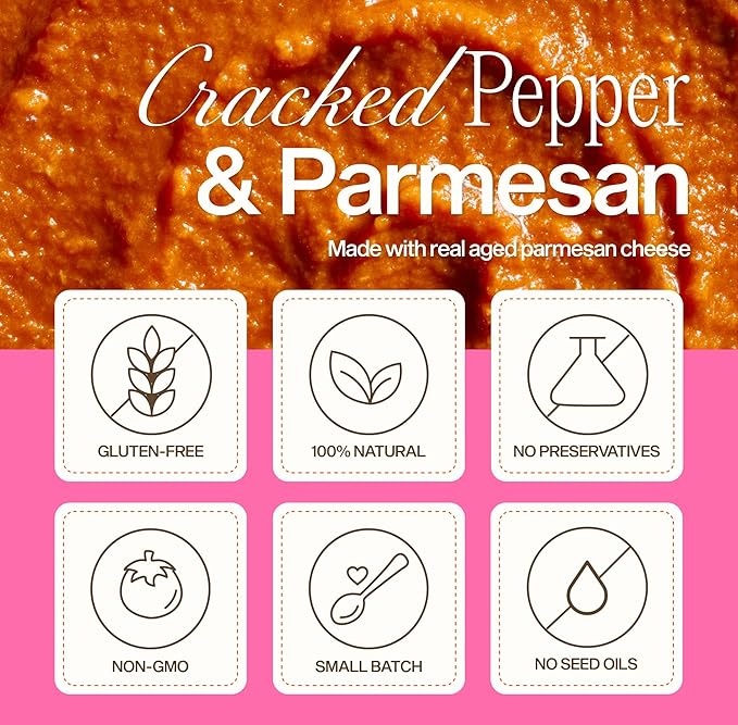 Sauz | Cracked Pepper and Parmesan Sauce (2-Jars) Thick & Creamy- Gluten-Free, Non-GMO, and 100% Delicious - Crafted in Small Batches for Michelin-Star Delight - Clean ingredients