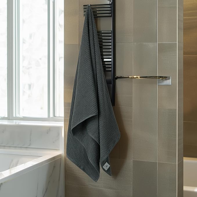 Tens Towels Pack of 6 Zero Twist Towels Set, 2 Bath, 2 Hand, 2 Waschloths, 100% Cotton, Light Weight, Extra Absorbent, Exceptional Softness, Perfect for Bathroom (Dark Grey)