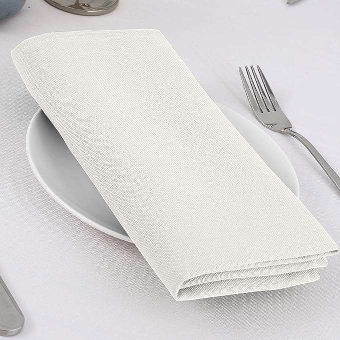 H.VERSAILTEX Cloth Napkins Set of 12 (18" X 18") Linen Textured Dinner Napkins Waterproof Extra Soft Thick Durable Reusable Napkins with Hemmed Edges for Dinners, Weddings and Everyday Use, Ivory