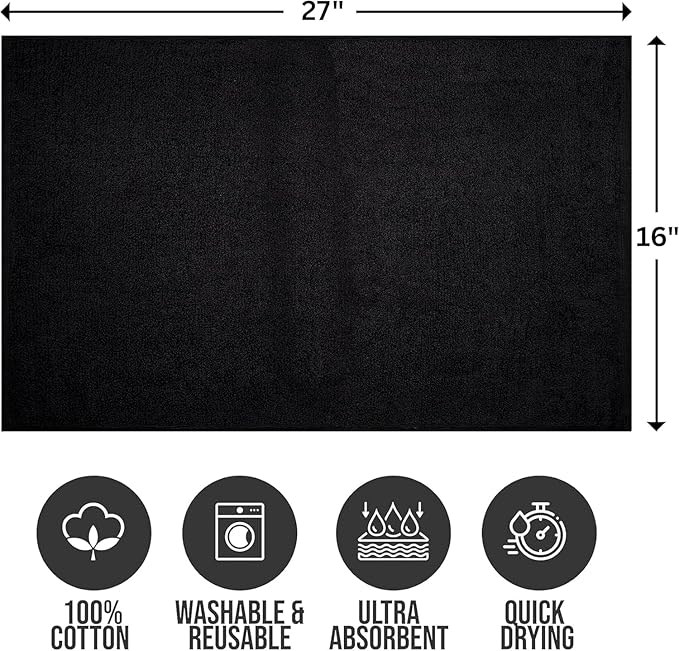 24 Pack Premium Hand Towels – 100% Cotton, Soft & Highly Absorbent – 16x27 Inches, Black Bulk Towels for Bathroom, Spa, Gym & Daily Use