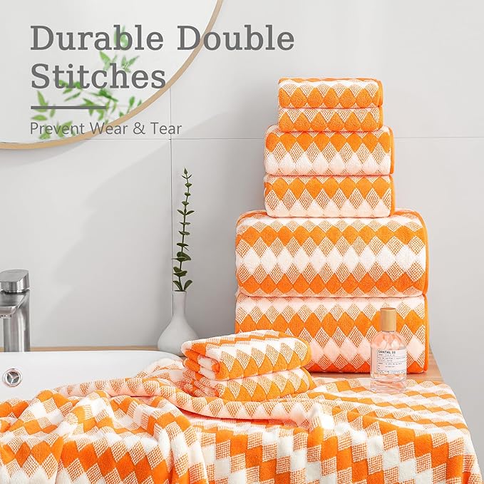 4 Piece Extra Large Bath Towel Set Oversized Bath Sheet 35"x70" Bathroom Towel Set Soft Highly Absorbent & Quick Dry Premium Bath Towel for Bathroom 600GSM Shower Towel Spa Gym Hotel,Orange