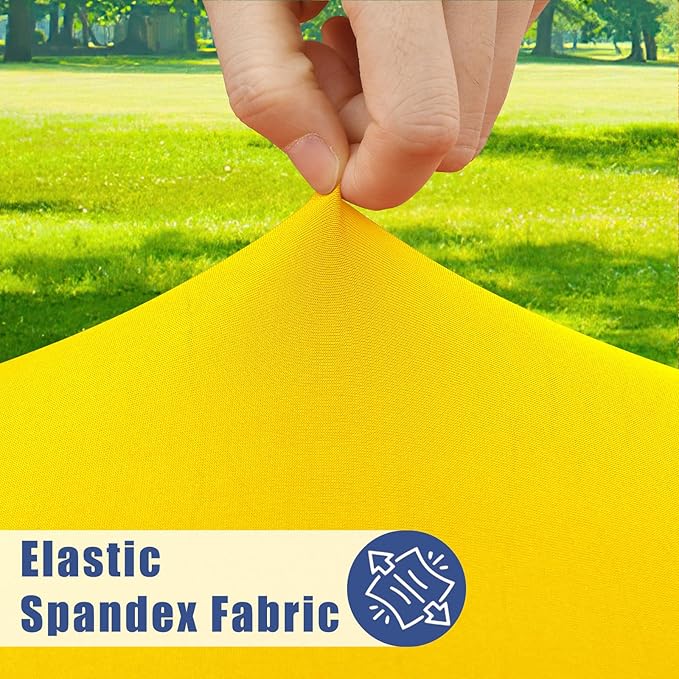 Round Spandex Tablecloth, Elastic Fitted Waterproof Tablecloths for 25"-30" Tables, Stretch Washable Picnic Table Cover for Camping, Dining, Indoor and Outdoor, Yellow