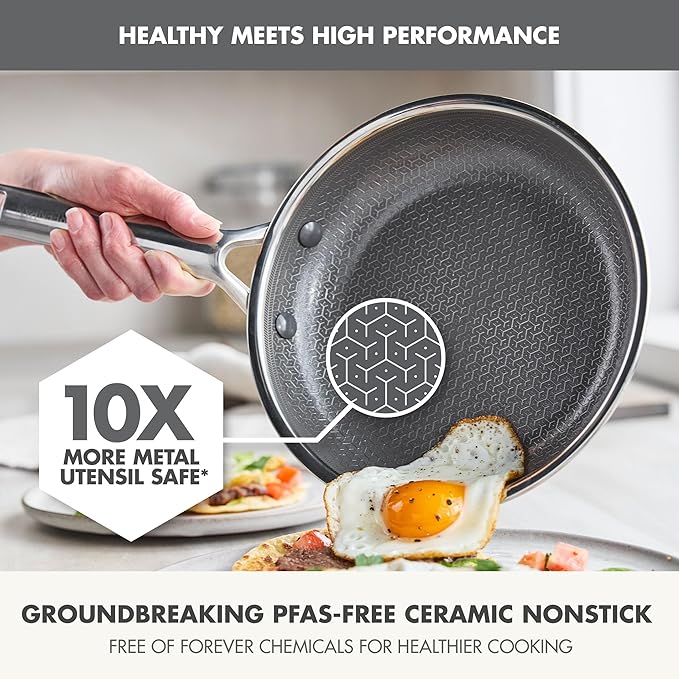 GreenPan Hybrid 13 Piece Nonstick Stainless Steel Cookware Set, APEX Tri-Ply Thermobond PFAS-Free Ceramic Pots & Pans, Induction & All Cooktop Compatible, Oven Temp to 850°F, Dishwasher Safe, Silver
