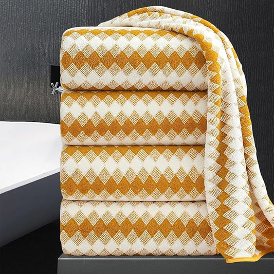 4 Piece Bath Towel Set Oversized Bath Sheet 35"x70" Bathroom Towel Extra Large Bath Towel Set Soft Highly Absorbent Quick Dry Premium Bath Towel for Bathroom Shower Spa Gym Hotel,Golden Brown