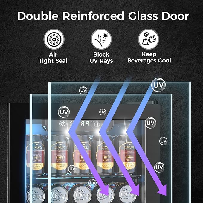 Wine Fridge Freestanding Counter-top 12 Bottles, 50 Cans Wine Cellar Drink Cooler for Soda, Canned Beer, Adjustable Digital Temperature Control for Home Dorm Office, Black