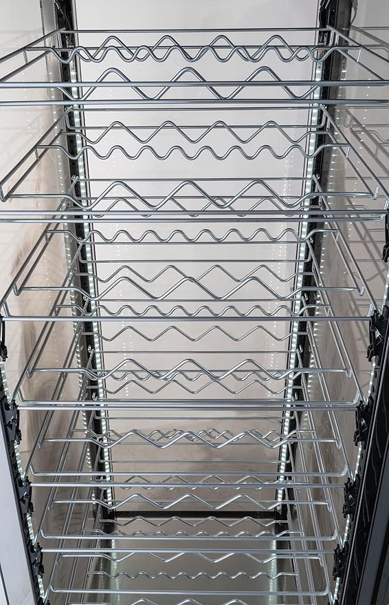 Hamilton Beach, 81 Bottle Wine Cooler Showcase Refrigerator - Intelligent Digital Control, Low Noise Operation, Freestanding Wine Fridge Cellar for Kitchen and Home, Stainless Shelves