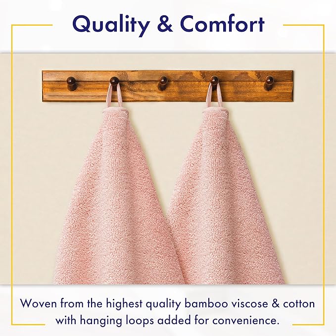 Ultra Soft & Plush Viscose from Bamboo Bath Towels - 700 GSM Luxury Bath Towels - 6 Piece Set - Super Absorbent & Quick Drying (Blush Pink)