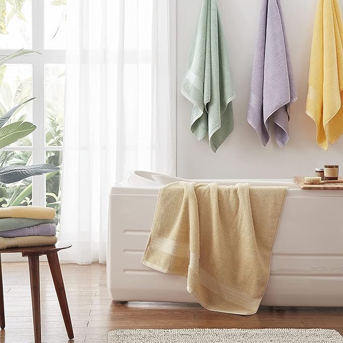 COZYART Lavender Luxury Bath Towels Set 3, Turkish Cotton Hotel Large Towels Bulk for Bathroom, Thick Bathroom Set of 3 with 1 Bath Towel, 1 Hand Towel, 1 Washcloths, 650 GSM.