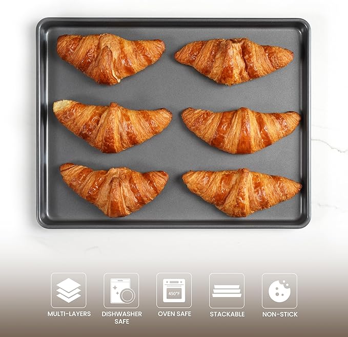 LISI Nonstick Stackable Baking Pans Set, Cookware Sets Baking Tray (13" x 9" (Quarter Sheet))