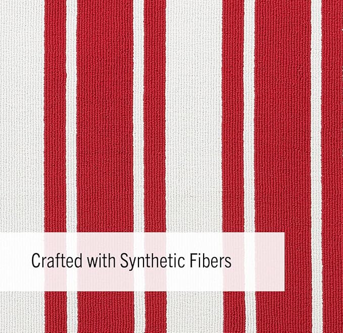 Nautica – Runner Rug | Indoor Runners for Hallways and Entry Rugs| Non-Slip and Non-Skid Entry and Kitchen Door Mat| Machine Washable Entryway Carpet Rugs |26” x 96” |Stripe Red