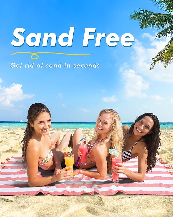 2 PacksOversized Cotton Turkish Beach Towels 74"x38" Thin Quick Dry Sand Free Pool Swim Bathing Towel Extra Large Blanket Adult Travel Essentials Accessories Summer Vacation Blue Purple Stripe