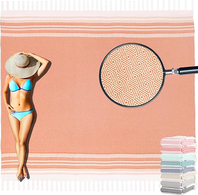 Oversized Turkish Beach Towel Blanket Cotton Giant XL Sandproof Towels Huge Linen XXL Extra Large Big Throw Quilt Blankets for Adults Cloud Travel Camping Glamping Accessories Essentials