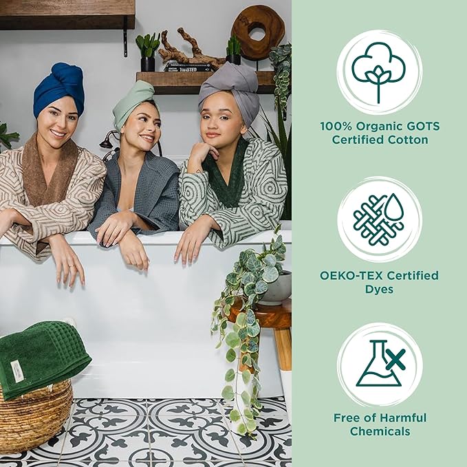 Sand Cloud Turkish Bath Towels for Bathroom, Set of 2 (Atom Charcoal, Extra Large) - Soft Linen Turkish Organic Cotton Yarn is Luxurious & Absorbent - Premium Shower & Bathroom Towels Dry Faster