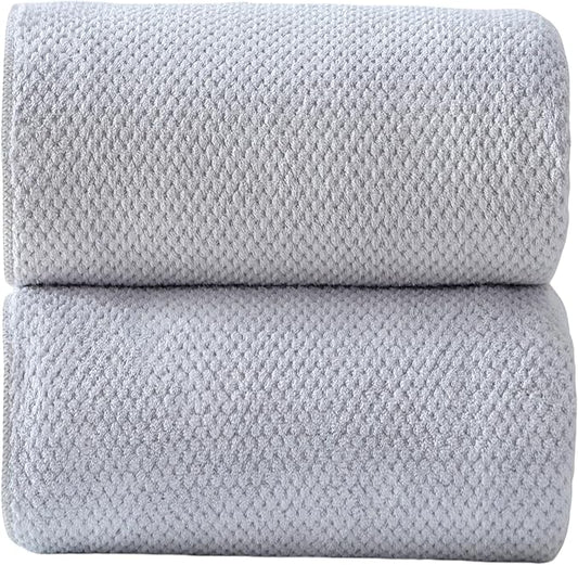 40x80 Inches Bath Sheets Towels for Adults Oversized Bath Towels Extra Large Luxury Super Soft Absorbent Quick Dry Microfiber (Gray, 2PCS)
