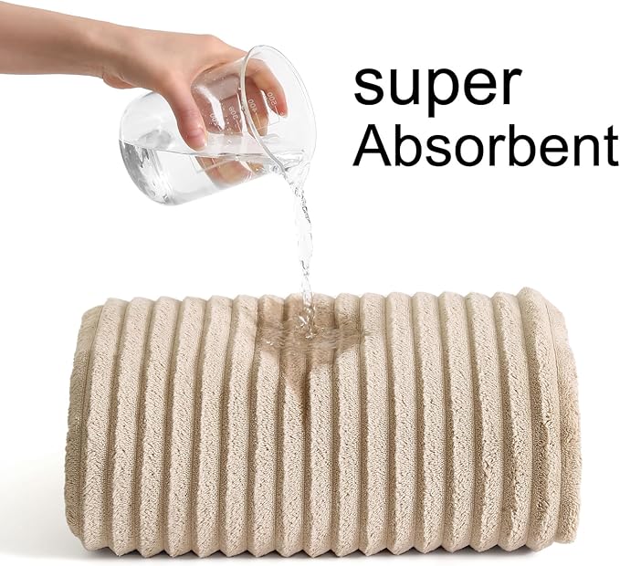 40x80 Inches Bath Sheets Towels for Adults Luxury Microfiber Extra Large Bath Towels for Bathroom Super Soft Absorbent Quick Dry with Hanging Loop (Beige,2PCS)