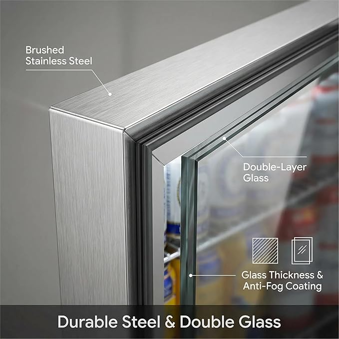 BODEGA BODEGACOOLER Back Bar Cooler With 2 Glass Doors,7.4 Cu.Ft Stainless Steel Commercial Back Bar Fridgewith LED Lighting,Counter Height Bar Beverage Cooler for Beer,Soda Drinks,Wine