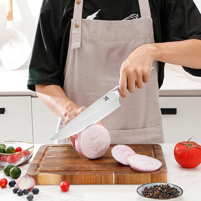 MSY BIGSUNNY 7-PCS Kitchen Knife Set, German Stainless Steel for Chef Knife Set with Pakkawood Handle, Perfect Cutlery Set Gift