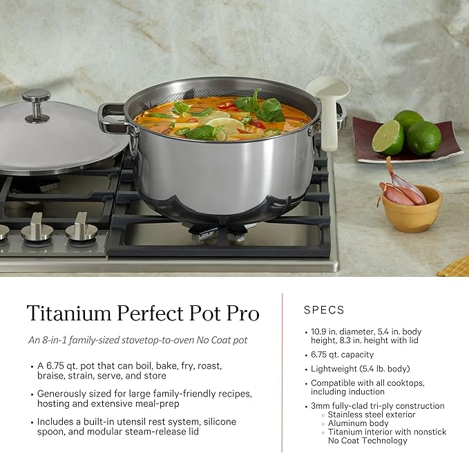 Our Place Titanium Pro Cookware Set (4-Piece) – Always Pan & Perfect Pot | Nonstick No-Coat Technology | Tri-Ply Titanium & Stainless Steel | Safe for Oven, Induction & Cooktops up to 1000°F | Chrome