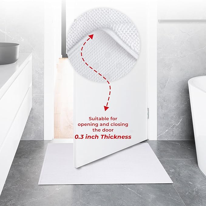 American Soft Linen Bath Rug, 17 in 24 in 100% Cotton Bath Mats Rugs for Bathroom, Slip Reducer Washable Shaggy Form Area Rugs, White Bath Rug