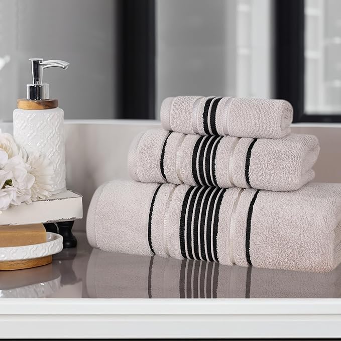Superior Cotton 3 Piece Towel Set, Includes 1 Bath, 1 Hand, 1 Washcloth/Face Towel, Quick Dry, Home Essentials, Shower, Spa, Luxury Plush Soft Absorbent Towels, Zero Twist, Solid, Platinum