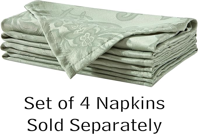 Newbridge Christmas Barcelona Damask Fabric Tablecloth, 52 x 70 Inch Rectangle, Sage Green – No Iron, Soil Resistant Table Cover for Dining, Parties and Holidays