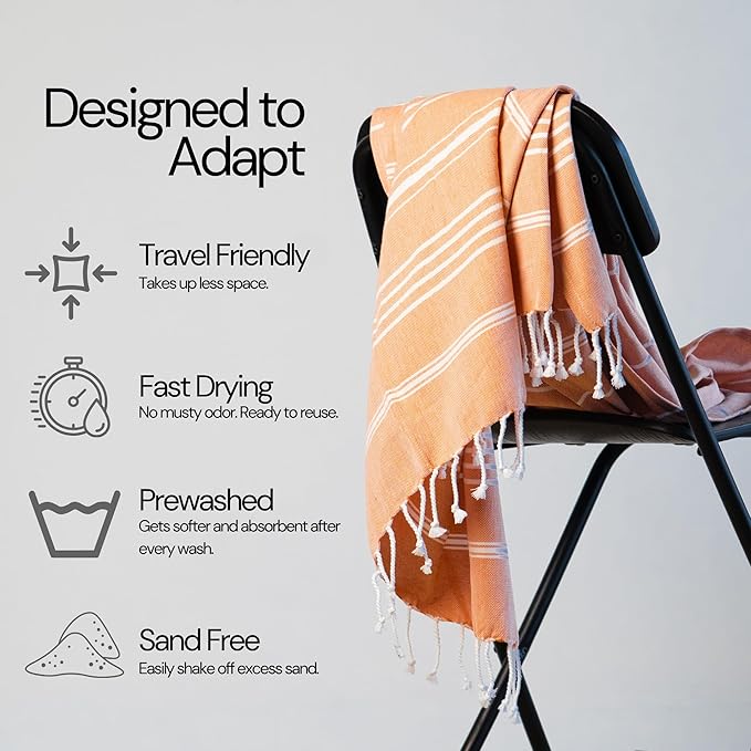 Salt Earth 100% Cotton Sateen Weave Beach Towel, Set of 4-36" X72" Large Bath Towels, Quick Dry Towel, Bathroom, Beach Essentials, Gym, Quick Dry for Shower, Lightweight Large Towels (Orange Yellow)