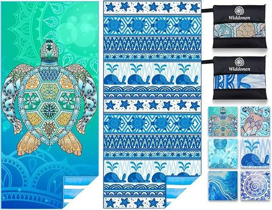 2 Pack Microfiber Lightweight Beach Towel Sand Free Quick Dry Absorbent Thin Compact Towels for Swimming Pool Camping Beach Accessories Large Easy Pack Travel Things for Vacation Essentials Gift