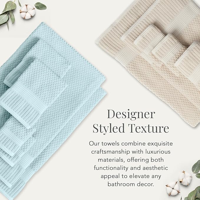 NY Loft 100% Cotton 2 Pack Bath Sheet Towel Set | Super Soft & Absorbent Quick-Dry Oversize Bath Towels |Textured and Durable Cotton | Sand