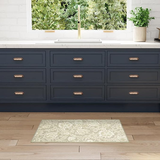 Nourison Home Aloha Ivory Sage 2'8" x 4' Area Rug - Easy Clean, Non Shedding, Bed Room, Living Room, Dining Room, Kitchen (3' x 4')