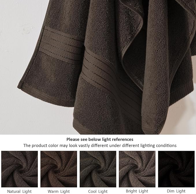 COZYART Brown Bath Towel Set, Cotton Hotel Large Towel Bulk for Bathroom, Thick Bathroom Sets of 6 with 2 Bath Towels, 2 Hand Towels, 2 Washcloths, 650 GSM