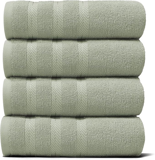 Hearth & Harbor Luxury Hand Towels - 100% Ring Spun Cotton Hand Towels for Bathroom, Shower, Spa, Soft & Absorbent Towels, 4 Piece Set, Sage Green
