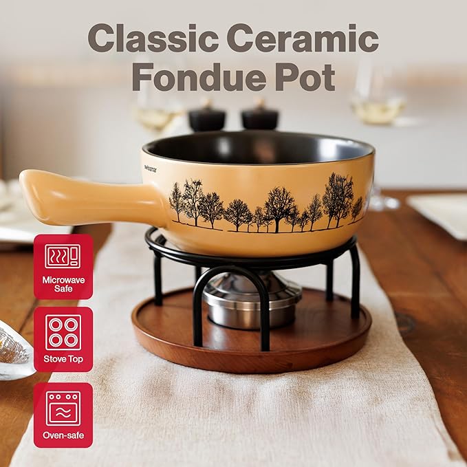 Swissmar Jura Ceramic Fondue Pot, 2.65L / 2.8QT – Pot Replacement for Cheese & Chocolate Fondue Maker – Durable Ceramic Caquelon – Safe for Cooktop, Oven & Microwave