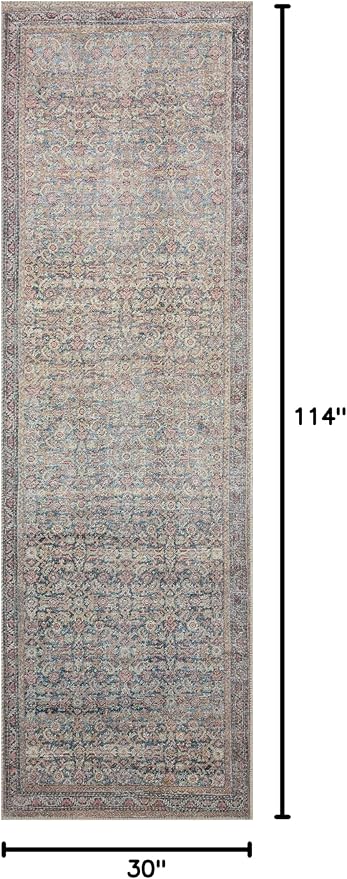 Loloi Adrian Collection ADR-04 Denim/Multi 2'-6" x 9'-6", .19" Thick Runner Rug