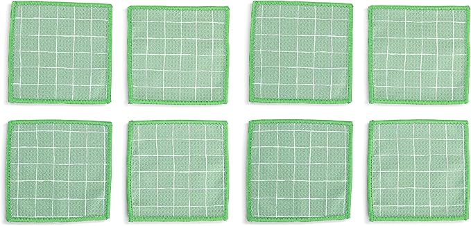 DEMDACO Reusable Absorbent Cloth Cocktail Napkins from Design Serving Collection 5 Inch Square Polyester Fiber Windowpane Floral Set of 8