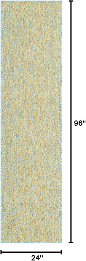 Unique Loom Outdoor Collection Area Rug - Cape Town (2' x 8' Runner, Yellow and Aqua/ Light Blue)